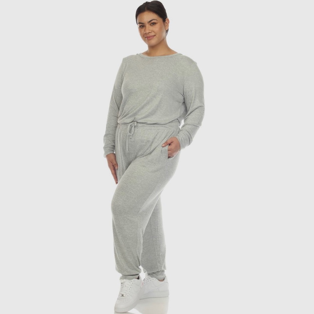 Plus Size Long Sleeve and Soft Jogger Set